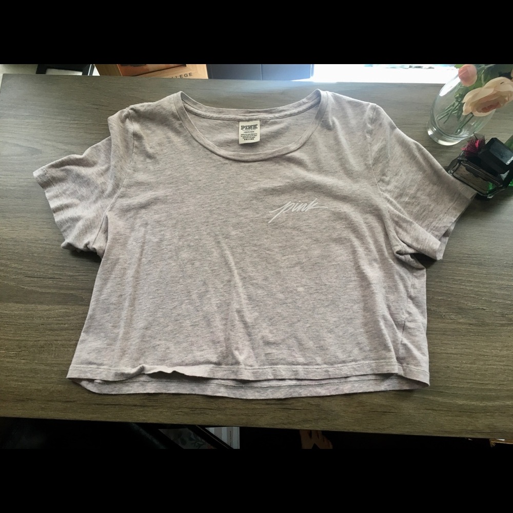 Gray/Pink PINK Cropped Tee